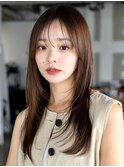 レイヤーカット毛先ワンカールくせ毛風カール薄めバングデジパ