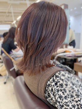 キアラ(Kchiara) ピンクボルドー×結べる大人ウルフボブ【福岡Kchiara奥野】