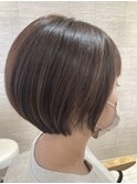 スッキリボブチェリーブラウンマロンベージュくすみベージュ美髪