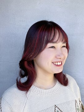 フリー(FREEY) 韓国風ワンカールレイヤー　インナーカラーRED