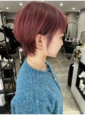 丸み×くびれショート ピンクバイオレット ブリーチカラー