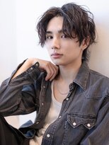 ハバナ 渋谷(HAVANA)&nbsp;メンズ波巻きセンターパート韓国風黒髪ツーブロックマッシュ