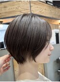 ショートボブ縮毛矯正透明感カラー