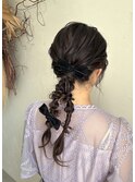 お呼ばれ参列ヘアセットツインのあみおろし