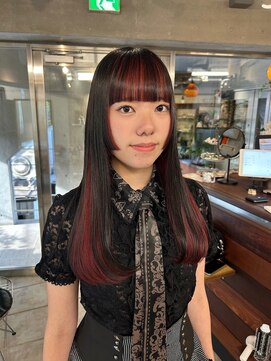 ギフトサニーサイド(gift sunny side) 赤髪インナーカラー＊姫カット