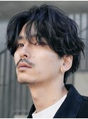渋谷フェザーショートメンズマッシュウルフセンターパートカット