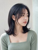 モト 船橋(moto)&nbsp;韓国ミディアムレイヤー顔周りカット艶髪ブルーブラック船橋