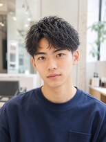 ローム(Rome)&nbsp;メンズパーマニュアンスパーマ毛流れショート束感ヘア