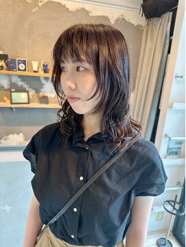 エイチヘア(h hair) 【hhair 四条大宮】グレー×ミディアムレイヤー