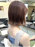 切りっぱなしボブ/外ハネボブ/ワンレンボブ/暖色ブラウン