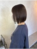 ボブ　ミルクティーベージュ　艶髪　髪質改善カラー　ショート