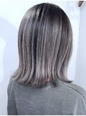 脱白髪染めグレージュバレイヤージュ×ブリーチ２回