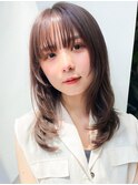 20代30代◎顔まわりレイヤー×艶ブラウン秋ミディ