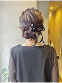 結婚式参列ヘアセット！ゆるふわヘアセット編み込みリボン中西