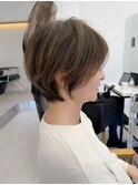クールショート/ピンクベージュ/前髪/イメチェン