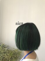 ヘアーコレクトニコ(hair collect nico)&nbsp;黒髪インナーカラー/インナーカラーグリーン