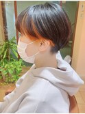 【morio 原宿】刈り上げマッシュ　インナーカラーオレンジ　宮本