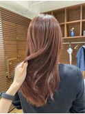 ロング×オレンジピンク×シルキー