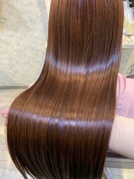 ヘアーエポック(hair epoque) 縮毛矯正ロング♪ストレート髪質改善ピンクブラウン