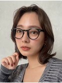 顔周りレイヤーカットくびれヘアミルクティーベージュカラー