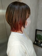 オーストヘアーフィガロ 本通り店(Aust hair Figaro) インナーカラーチェリーピンク×ネオウルフAust/広島本通/美容院