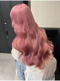 8089ベビーピンクハイライトバレイヤージュ艶髪ハイトーンカラー