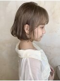 ミルクブラウン/ダークパープル/ナチュラルショート/夏/センター
