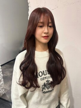 アルコイリスバイドールヘアー(ARCOIRIS by Dollhair) ボルドーカラーピンクブラウンブリーチなしカラーくびれ巻き都島