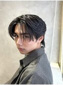 フェザーパーマニュアンスパーマメンズセンターパート襟足あり