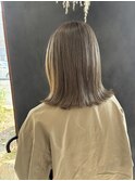 マットベージュ ボブ 透明感カラー 大人カラー ブリーチあり