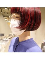 bibito インナーカラー切りっぱなしAラインボブ　ぱっつん前髪