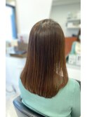 くびれヘア/アプリコットオレンジ/ハイライト/縮毛矯正/銀座