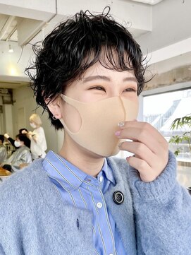 ソーコ 渋谷(SOCO) 大人かわいい黒髪パーママッシュショートパーマボブ黒髪ショート