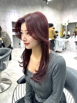 シティ(CITY)&nbsp;レッドブラウン レイヤーカット 韓国ヘア