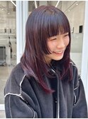 レイヤーカット顔まわりストレートロングレイヤー堀江