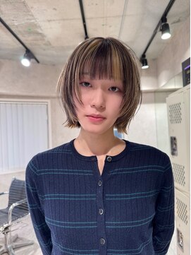 ハイプ(HYPE) ブリーチ＆ダブルカラー/レイヤーボブ/ミックスカラー/ベージュ