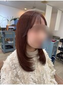 やわらかピンクブラウン×顔周りレイヤー