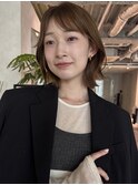 くびれボブ/切りっぱなしボブ/透明感ブラウン/似合わせカット