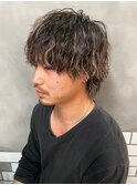 ツイストスパイラルパーマメンズカットツーブロックショート