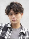 ラフスパイラルマッシュパーマショートアップバング