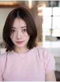 大人かわいい前髪セシルカットココアブラウンフリンジウェーブ