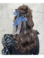 波巻きお団子ハーフアップ