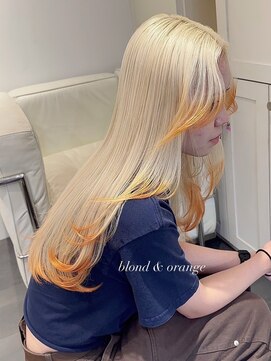ベレーザ 渋谷(BELEZA) 11606ホワイトブロンドインナーカラー韓国アプリコットオレンジ