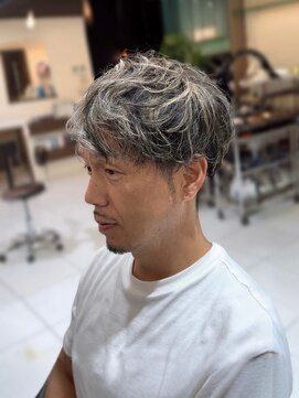 アフロディーテ(Aphrodite) メンズメッシュ/ホワイトベージュハイライト/白髪ぼかし