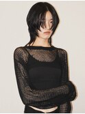レイヤーウルフカットミニウルフ黒髪ブルーブラック