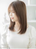 ■グレーベージュフェザーバング艶感ストレート610上尾30代40代