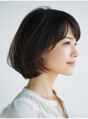 大人の軽やか前髪×肩上ボブ