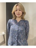 韓国風ミディアムレイヤーblonde milk tea