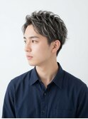 ツーブロックフェザーパーマ10代20代30代シルバーアッシュ