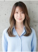 大人可愛い韓国風レイヤーロング×ミルクティーベージュ